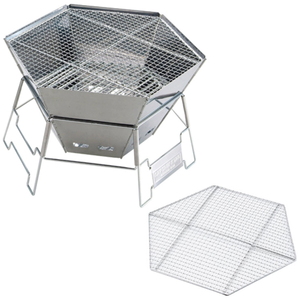 ヘキサ バーベキューアミ+ヘキサ ステンレス ファイアグリル 3～4人用【2点セット】