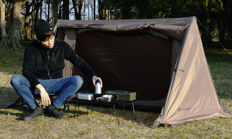 ハイランダー ハンガーフレームシェルター クロシェト 使用イメージ