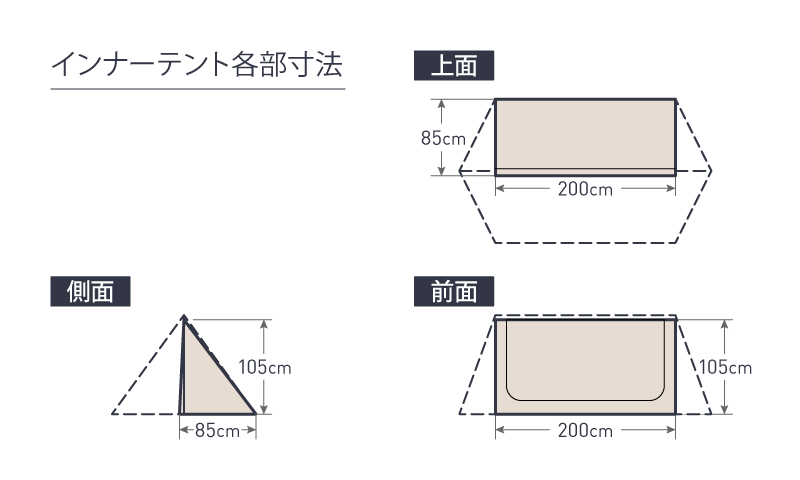 ハイランダー ハンガーフレームシェルター クロシェト 専用インナーテント 寸法サイズ
