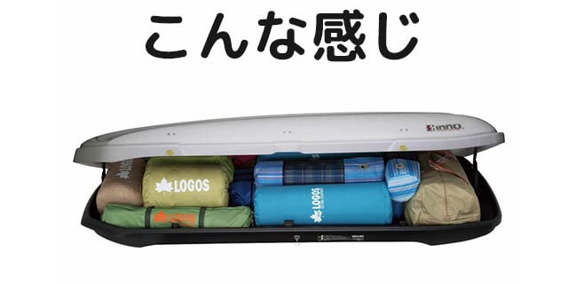 400Lのルーフボックスに収納したイメージ