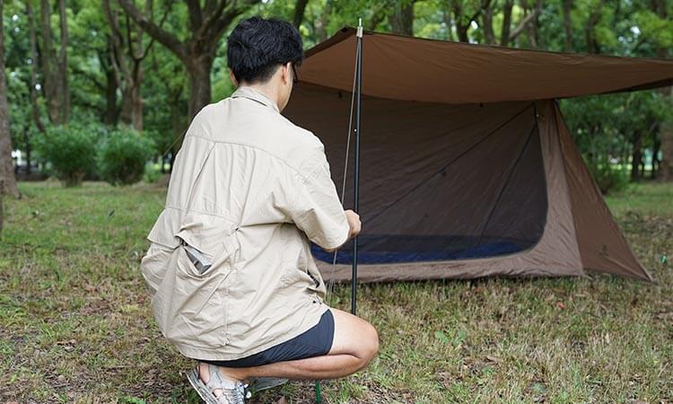 バックパックスタイル設営の様子