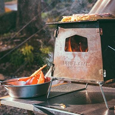 [ネイチャーストーブ ラージ]に置いた[クロテツ]は安定感抜群！