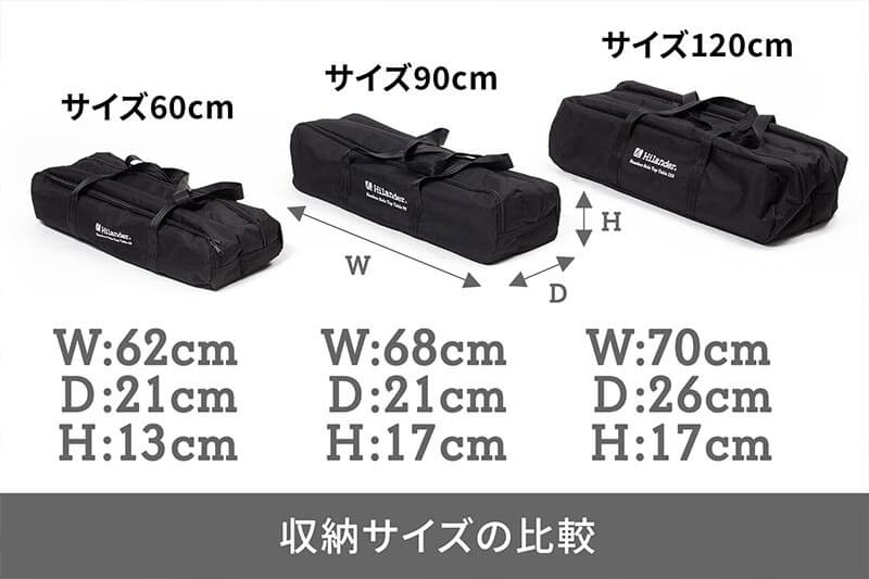 本体・収納時のサイズ