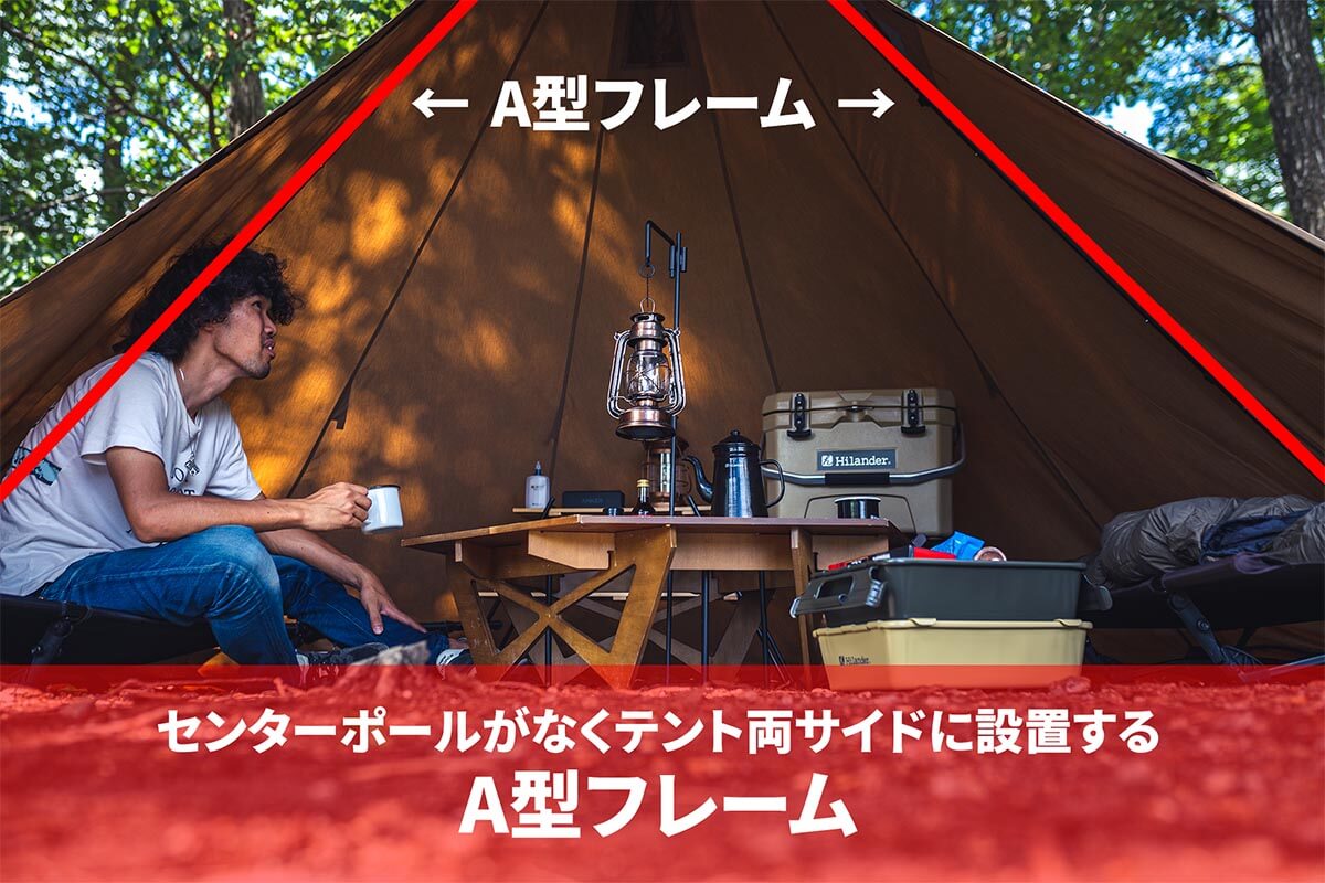 HilanderのA型フレーム採用による広い室内空間を実現